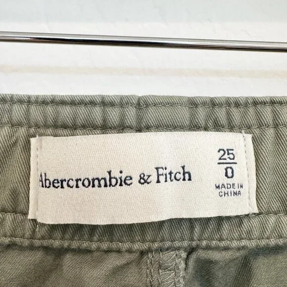 Abercrombie Relaxed Cargo Pants Wide Leg Baggy Grunge High Rise Olive Green 25 - Picture 7 of 11